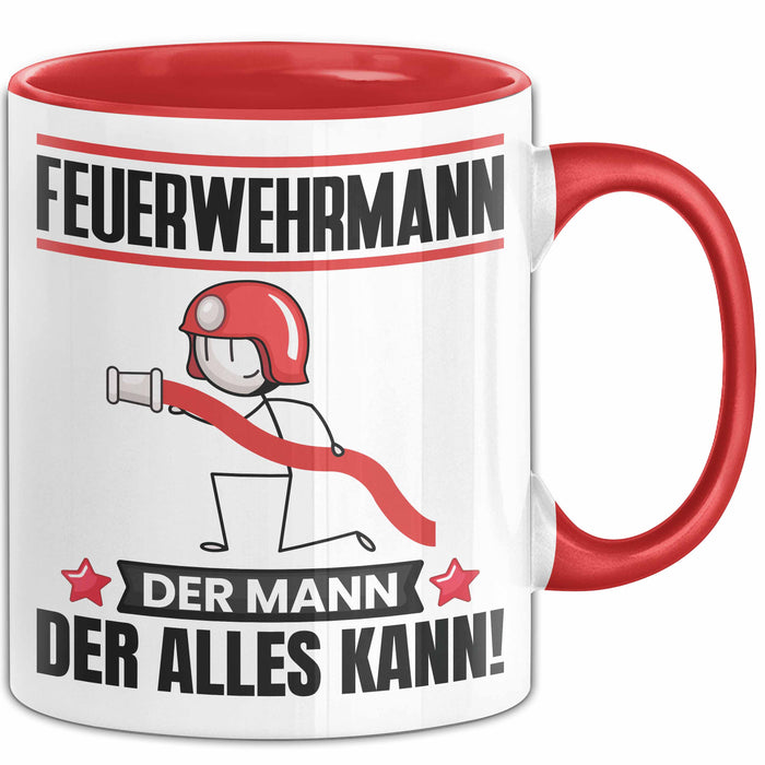 Feuerwehrmann Tasse Geschenk für Feuerwehrmann Der Mann Der Alles Kann Geschenkidee zum Geburtstag Rot Trendation