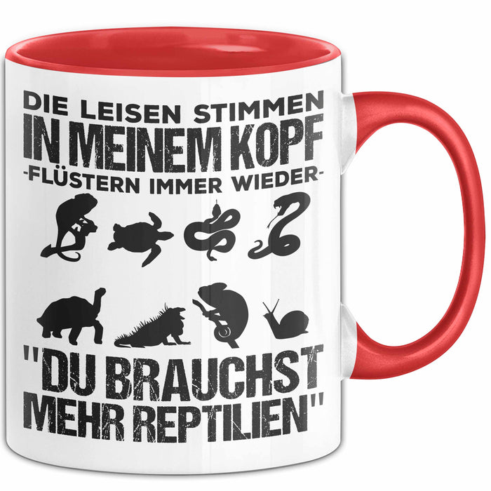 Reptil Bartagame Tasse Geschenk Lustige Geschenkidee Spruch Die Leisen Stimmen In Meinem Kopf Flüstern Immer Wieder Rot Trendation
