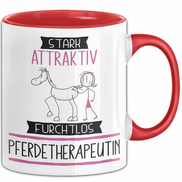 Pferdetherapeutin Tasse Geschenk Becher Stark Attraktiv Furchtlos Pferdetherapeutin Lustige Geschenkidee Rot Trendation