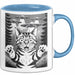 Katzen Tierliebhaber Tasse Geschenk Lustige Geschenkidee Spruch Alien UFO Katze Blau Trendation