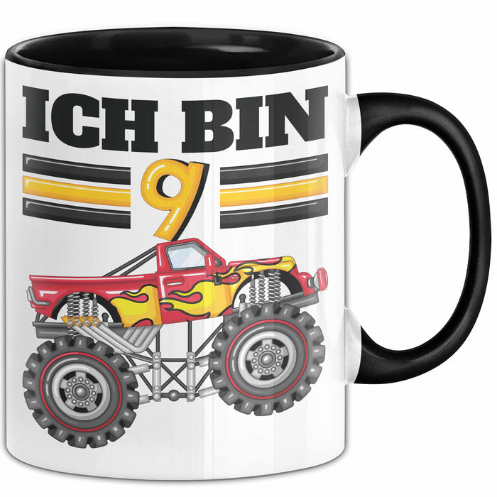 9. Geburtstag Geschenk Tasse Becher Jungs Trucks Geburtstagsgeschenk Ich Bin 9 Schwarz Trendation