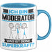 Moderator Tasse Geschenk für Moderator Geburtstag Lustiger Spruch Kaffee-Becher Was Ist Deine Superkraft Blau Trendation
