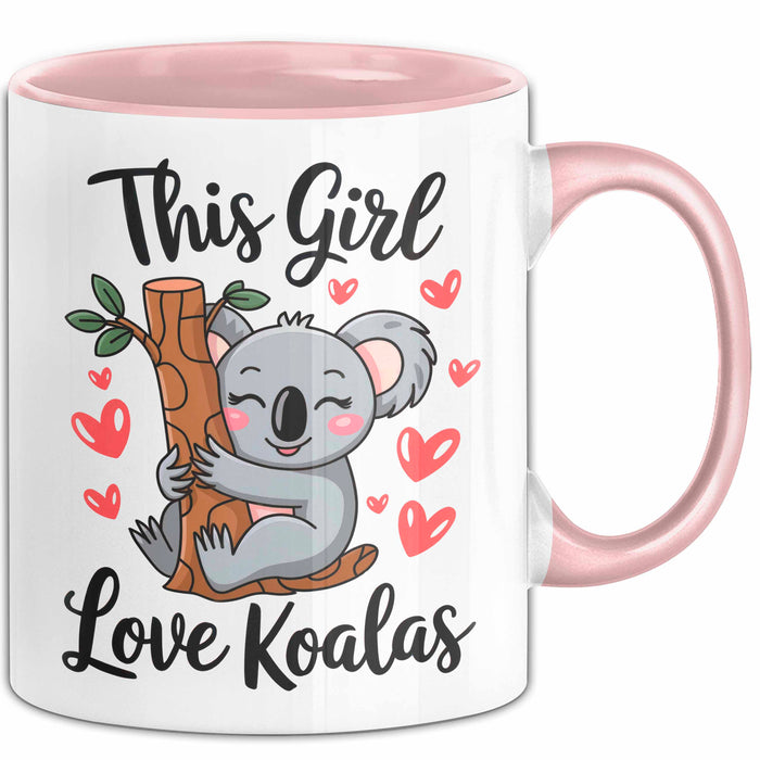 Koala Tierliebhaber Tasse Geschenk Lustige Geschenkidee Spruch Dieses Mädchen Liebt Koalas Rosa Trendation