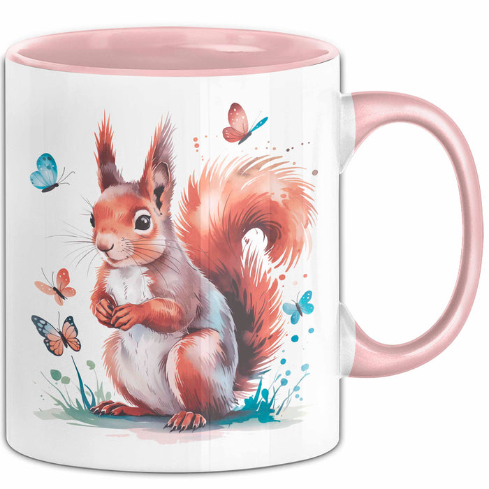 Eichhörnchen Tierliebhaber Tasse Geschenk Lustige Geschenkidee Spruch Rosa Trendation