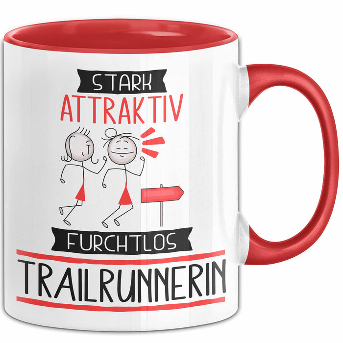 Trailrunnerin Tasse Geschenk Becher Stark Attraktiv Furchtlos Trailrunnerin Lustige Geschenkidee Rot Trendation