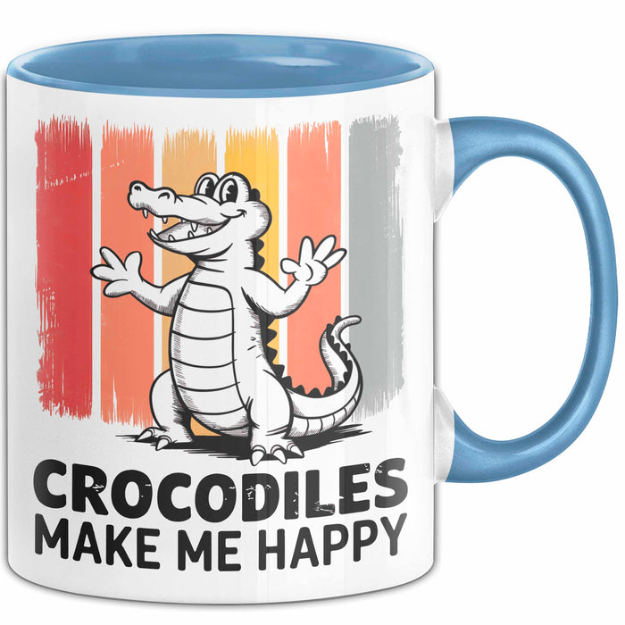 Krokodil Tier Tasse Geschenk Lustige Geschenkidee Spruch Krokodile Machen Mich Glücklich Blau Trendation