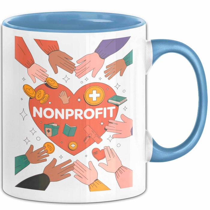 Nonprofit Mitarbeiter Tasse Geschenk Lustige Geschenkidee Spruch Für Gemeinschafts Helfer Blau Trendation