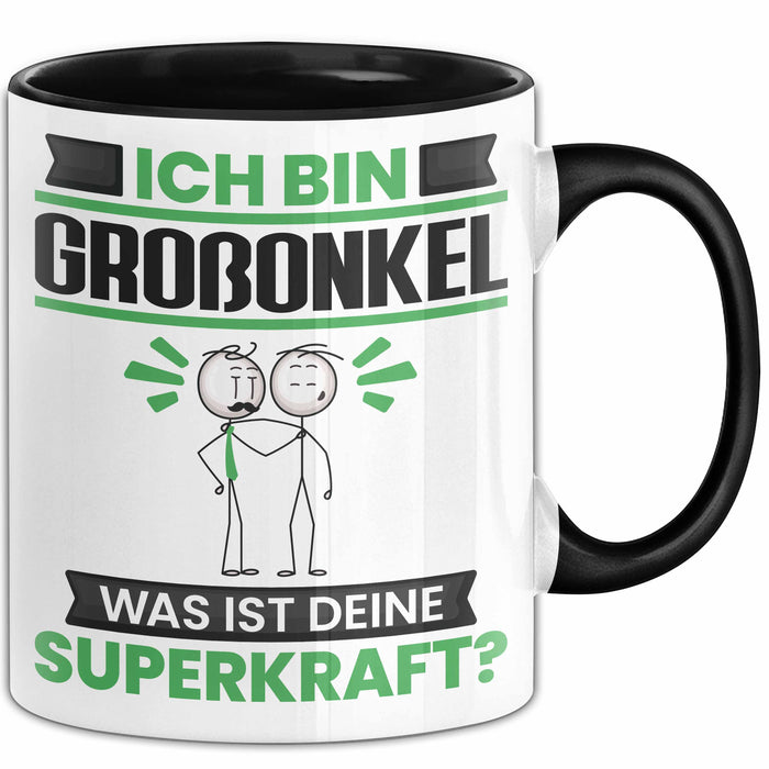 Großonkel Tasse Geschenk für Großonkel Geburtstag Lustiger Spruch Kaffee-Becher Was Ist Deine Superkraft Schwarz Trendation