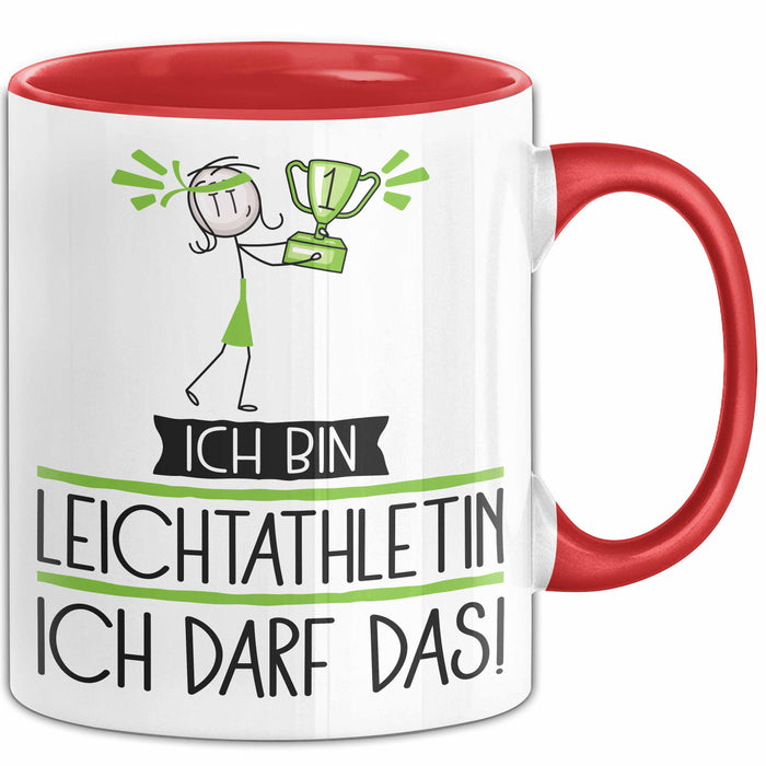 Geschenk für Leichtathletin Tasse Lustige Geschenkidee Geburtstag Ich Bin Leichtathletin Ich Darf Das Rot Trendation
