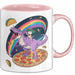 Katzen Tasse Geschenk Katze reitet Dinosaurier & isst Pizza Rosa Trendation