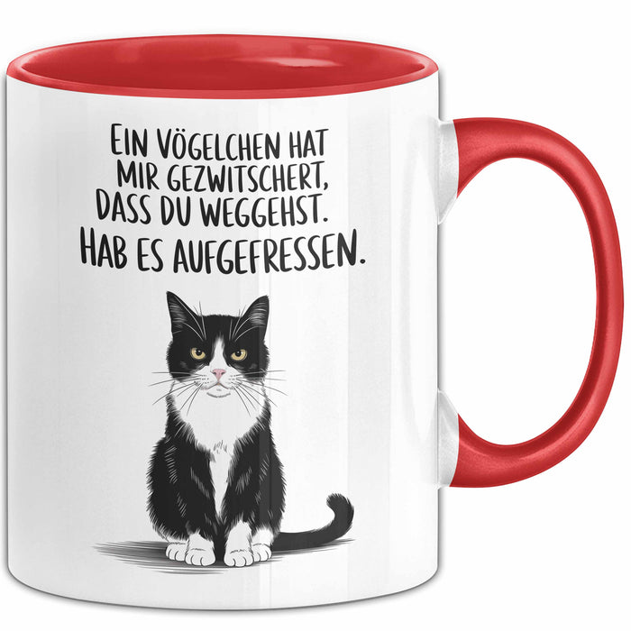 Büroarbeit Kollege Abschied Tasse Geschenk Lustige Geschenkidee Spruch Ein Vögelchen Hat Mir Gezwitschert Dass Du Weggehst Rot Trendation