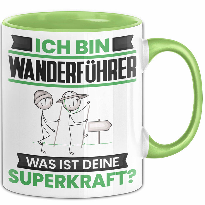 Wanderführer Tasse Geschenk für Wanderführer Geburtstag Lustiger Spruch Kaffee-Becher Was Ist Deine Superkraft Grün Trendation