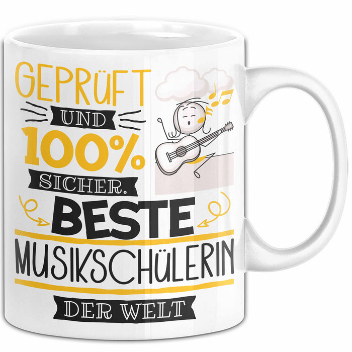 Beste Musikschülerin Der Welt Tasse Geschenk für Eine Musikschülerin Geprüft Und Sicher Geschenkidee Geburtstag Weihnachten Weiß Trendation