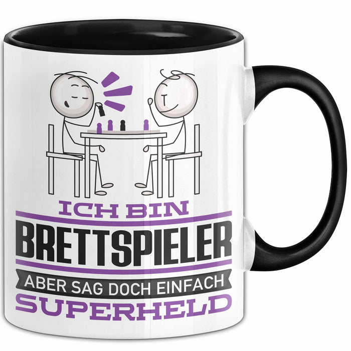 Brettspieler Geschenk Tasse Ich Bin Brettspieler Aber Sag Doch Einfach Superheld Lustige Geschenkdiee für Brettspieler Kaffee-Becher Schwarz Trendation