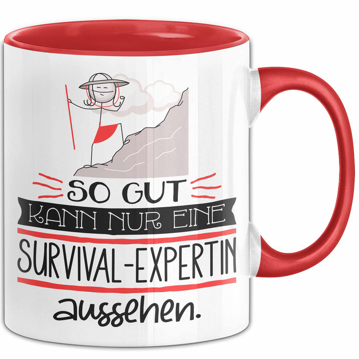 Survival-Expertin Geschenk Tasse So Gut Kann Nur Eine Survival-Expertin Aussehen Geschenkidee Geburtstag Weihnachten Lustig Rot Trendation
