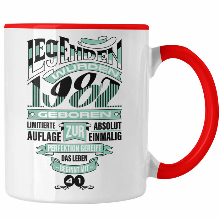 TRENDATION 40. Geburtstag Tasse Frau Mann Geschenk 40er Geschenkidee 40 Mutter Vater Rot Trendation