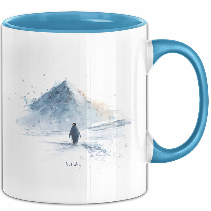 But Why Pinguin Tasse Meme Geschenk Penguin Viral Blau Trendation