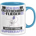 Gleitschirmflieger Tasse Geschenk für Gleitschirmflieger Geburtstag Lustiger Spruch Kaffee-Becher Was Ist Deine Superkraft Blau Trendation
