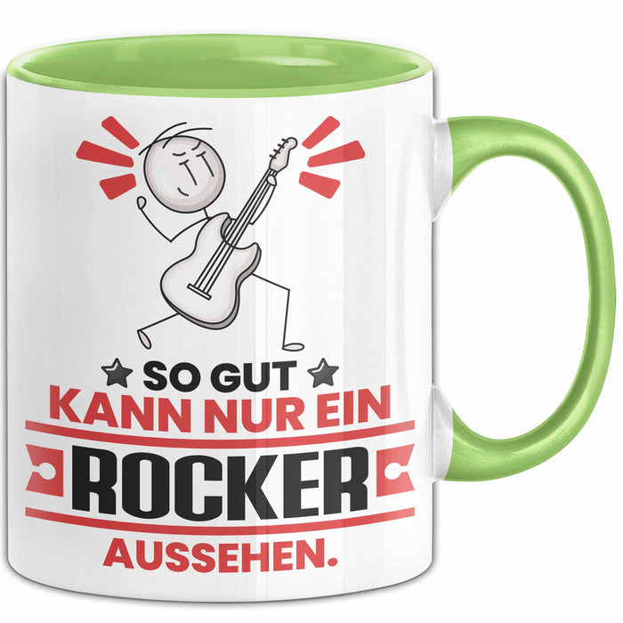 Rocker Geschenk Tasse So Gut Kann Nur Ein Rocker Aussehen Geschenkidee Kaffee-Becher Grün Trendation