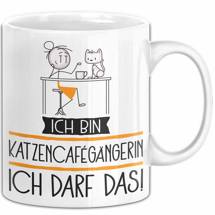Geschenk für Katzencafégängerin Tasse Lustige Geschenkidee Geburtstag Ich Bin Katzencafégängerin Ich Darf Das Weiß Trendation