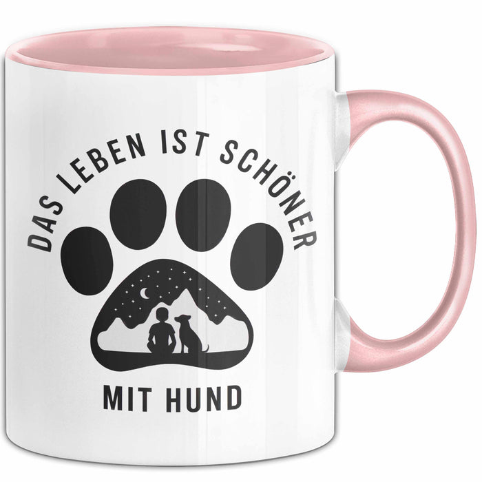 Hund Tierliebhaber Tasse Geschenk Lustige Geschenkidee Spruch Das Leben Ist Schöner Mit Hund Rosa Trendation