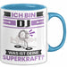 DJ Tasse Geschenk für DJ Geburtstag Lustiger Spruch Kaffee-Becher Was Ist Deine Superkraft Blau Trendation