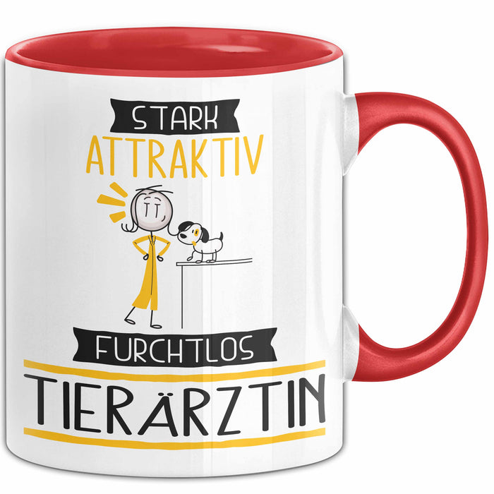 Tierärztin Tasse Geschenk Becher Stark Attraktiv Furchtlos Tierärztin Lustige Geschenkidee Rot Trendation