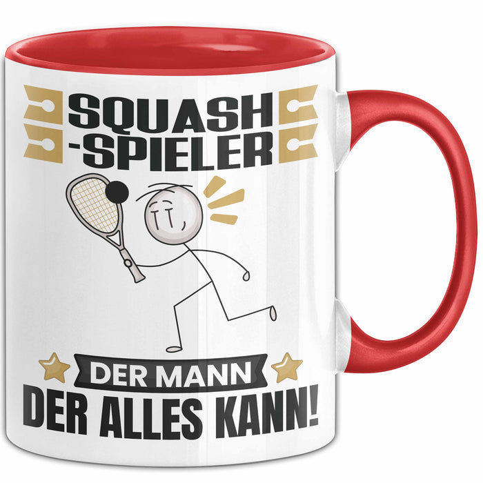 Squash-Spieler Tasse Geschenk für Squash-Spieler Der Mann Der Alles Kann Geschenkidee zum Geburtstag Rot Trendation