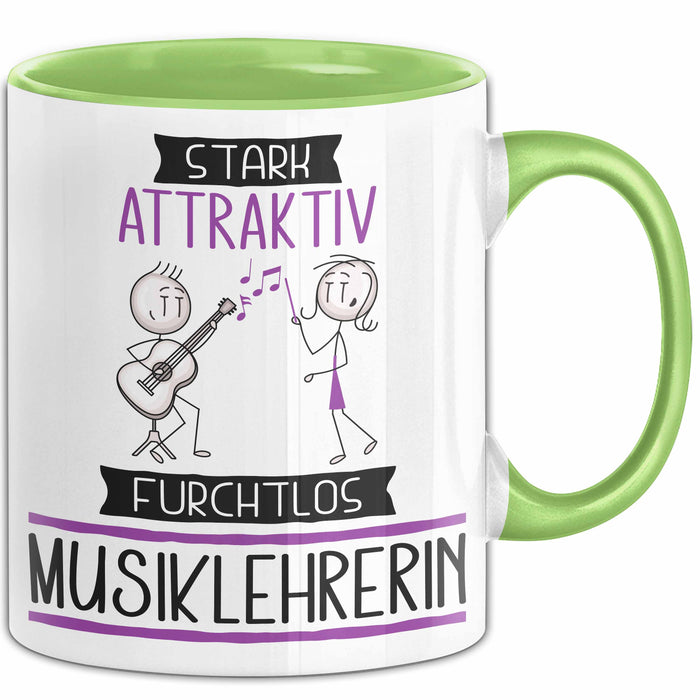 Musiklehrerin Tasse Geschenk Becher Stark Attraktiv Furchtlos Musiklehrerin Lustige Geschenkidee Grün Trendation