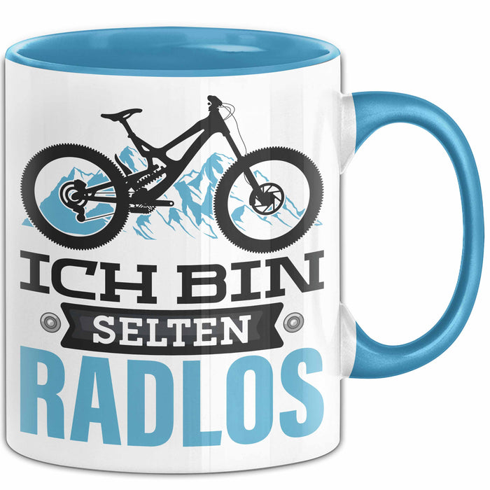 Radfahrer Tasse Geschenk Ich Bin Selten Radlos Fahrrad Spruch Blau Trendation