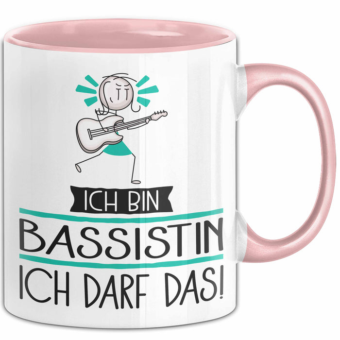 Geschenk für Bassistin Tasse Lustige Geschenkidee Geburtstag Ich Bin Bassistin Ich Darf Das Rosa Trendation