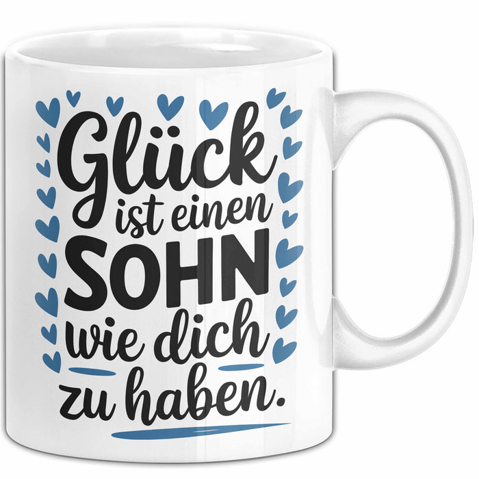 Sohn Tasse Geschenk Glueck Ist Einen Sohn Wie Dich Geschenkidee Mama Papa Weiß Trendation
