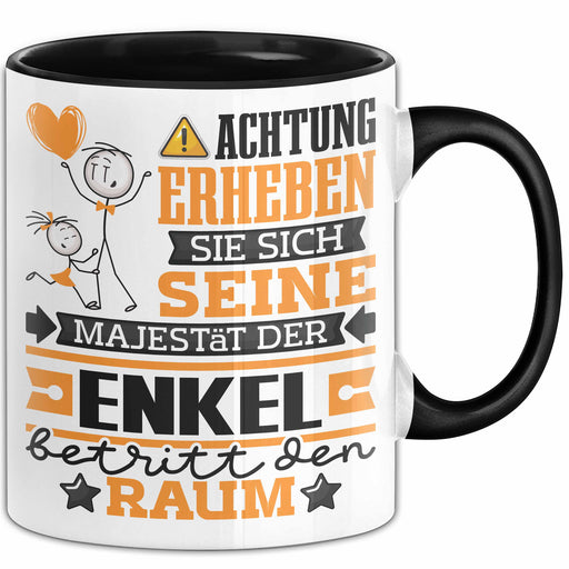 Enkel Geschenk Tasse Lustiger Spruch Erheben Sie Sich Der Enkel Betritt den Raum Schwarz Trendation