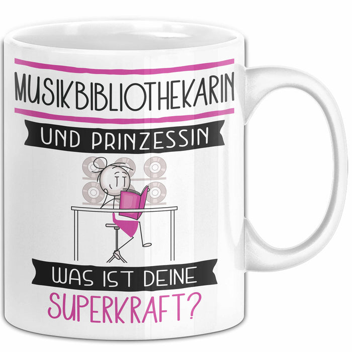 Musikbibliothekarin Und Prinzessin Tasse Geschenk Für Eine Musikbibliothekarin Geburtstag Was Ist Deine Superkraft Weiß Trendation