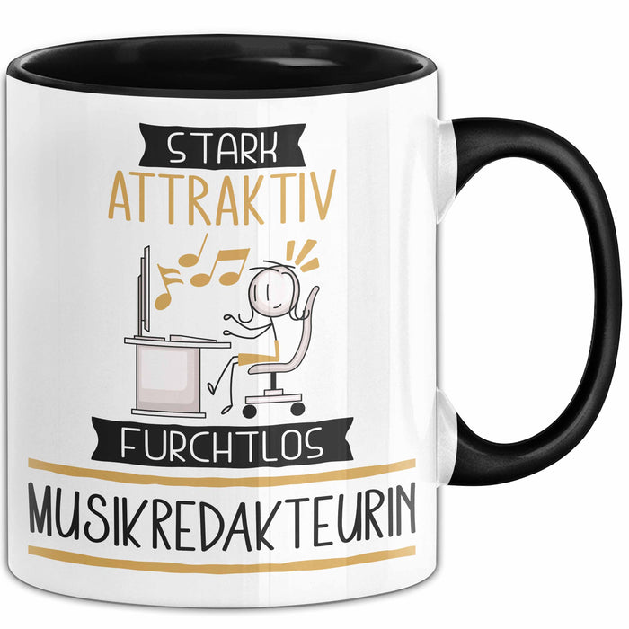 Musikredakteurin Tasse Geschenk Becher Stark Attraktiv Furchtlos Musikredakteurin Lustige Geschenkidee Trendation