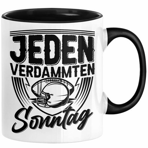 American Football Tasse Geschenk Jeden verdammten Sonntag American Football-Spieler Geschenkidee Kaffee-Becher Schwarz Trendation