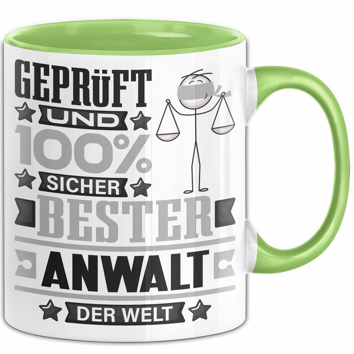 Anwalt Geschenk Lustiger Spruch für Anwalt Geschenkidee Bester Anwalt Der Welt Grün Trendation