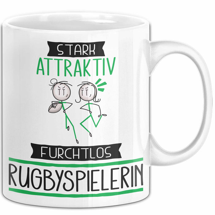 Rugbyspielerin Tasse Geschenk Becher Stark Attraktiv Furchtlos Rugbyspielerin Lustige Geschenkidee Weiß Trendation