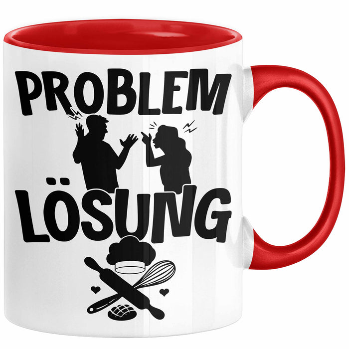 Backen Tasse Geschenk für Bäcker Männer Geschenkidee Problem und Lösung Backen Kochen Rot Trendation
