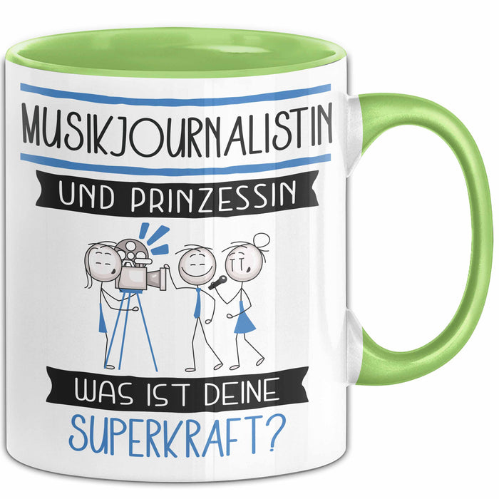 Musikjournalistin Und Prinzessin Tasse Geschenk Für Eine Musikjournalistin Geburtstag Was Ist Deine Superkraft Grün Trendation