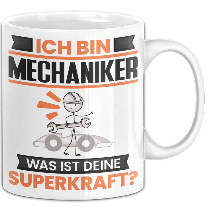 Mechaniker Tasse Geschenk für Mechaniker Geburtstag Lustiger Spruch Kaffee-Becher Was Ist Deine Superkraft Weiß Trendation