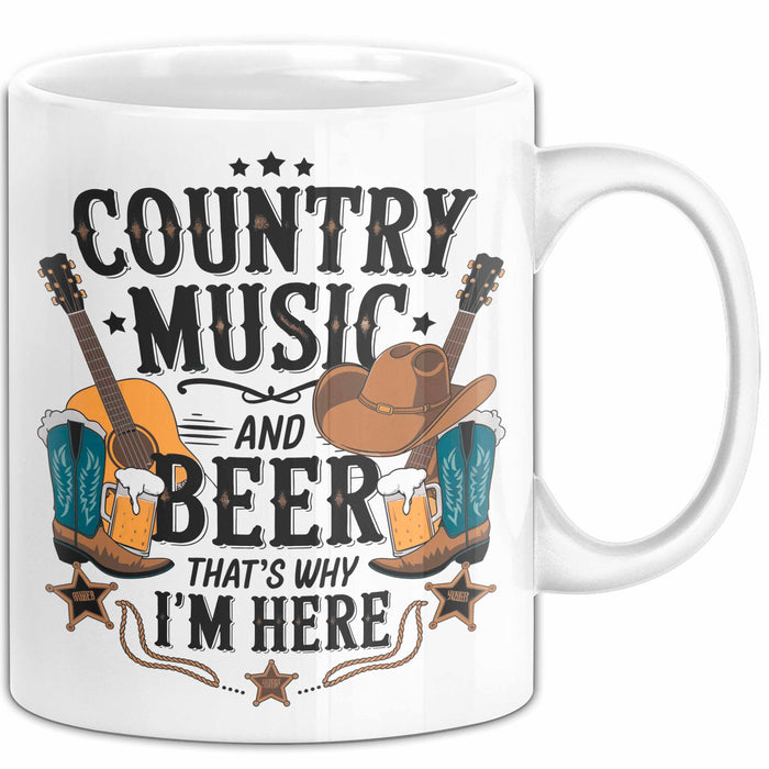 Country Musik Bier Tasse Geschenk Lustige Geschenkidee Weiß Trendation