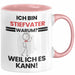 Stiefvater Geschenk Tasse Lustiger Spruch Ich Bin Stiefvater Warum Weil Ich Es Kann Geschenkidee Bester Stiefvater Geburtstag Kaffee-Becher Rosa Trendation