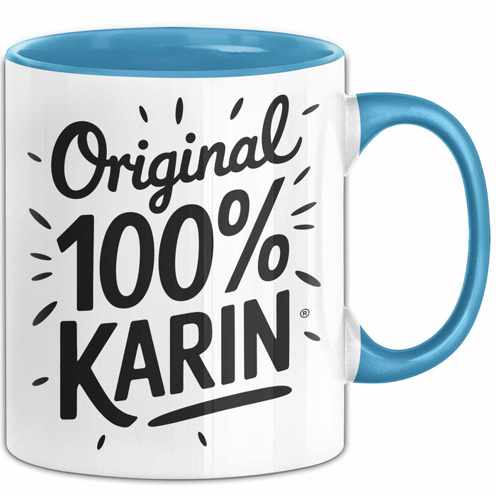 Karin Tasse Geschenk Original 100% Karin Geschenkidee Geburtstag Blau Trendation