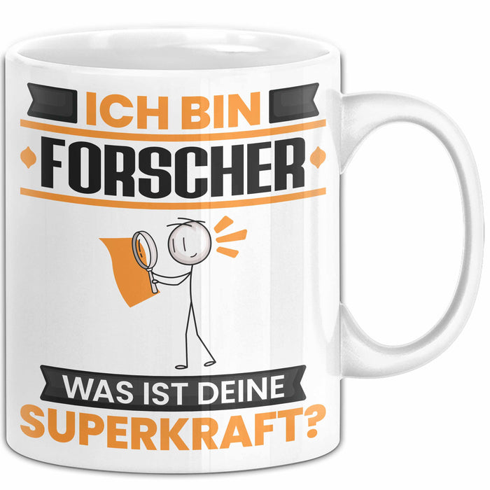 Forscher Tasse Geschenk für Forscher Geburtstag Lustiger Spruch Kaffee-Becher Was Ist Deine Superkraft Weiß Trendation