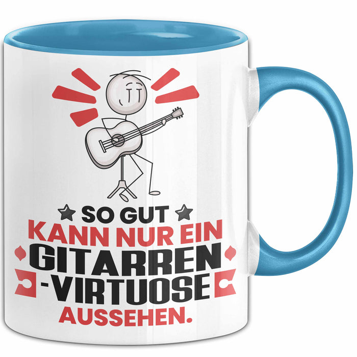 Gitarrenvirtuose Geschenk Tasse So Gut Kann Nur Ein Gitarrenvirtuose Aussehen Geschenkidee Kaffee-Becher Blau Trendation