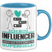 Influencer Geschenk Tasse Ich Bin Influencer Aber Sag Doch Einfach Superheld Lustige Geschenkdiee für Influencer Kaffee-Becher Blau Trendation