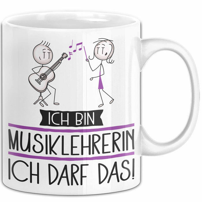 Geschenk für Musiklehrerin Tasse Lustige Geschenkidee Geburtstag Ich Bin Musiklehrerin Ich Darf Das Weiß Trendation
