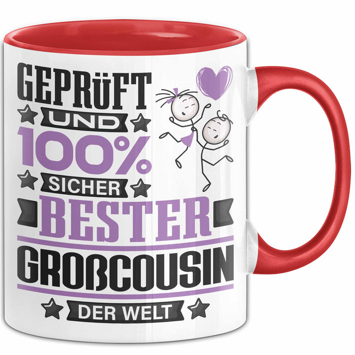 Großcousin Geschenk Lustiger Spruch für Großcousin Geschenkidee Bester Großcousin Der Welt Rot Trendation
