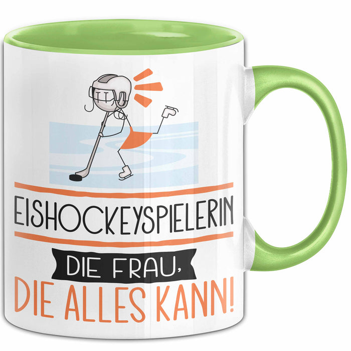 Eishockeyspielerin Geschenk Tasse Becher Die Frau Die Allen Kann Geschenkidee für eine Eishockeyspielerin Lustig Grün Trendation